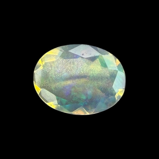 Natural White Ethiopian Opal Stone 0.64 Carats Oval Cabochon Shape 8.1 x 6.1 mm