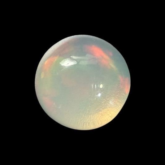 Natural White Ethiopian Opal Stone 0.73 Carats Round Cabochon Shape Size 6 mm