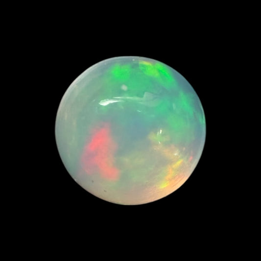 Natural White Ethiopian Opal Stone 0.78 Carats Round Cabochon Shape Size 6 mm