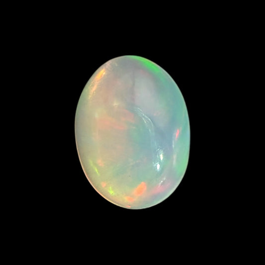 Natural White Ethiopian Opal Stone 0.81 Carats Oval Cabochon Shape 8 x 6 x 3.4 mm