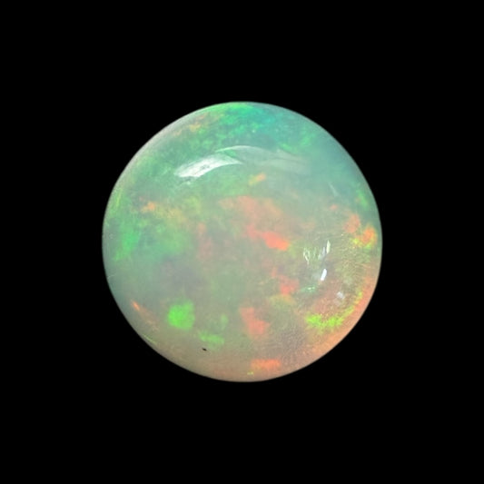 Natural White Ethiopian Opal Stone 0.89 Carats Round Cabochon Shape Size 7 mm