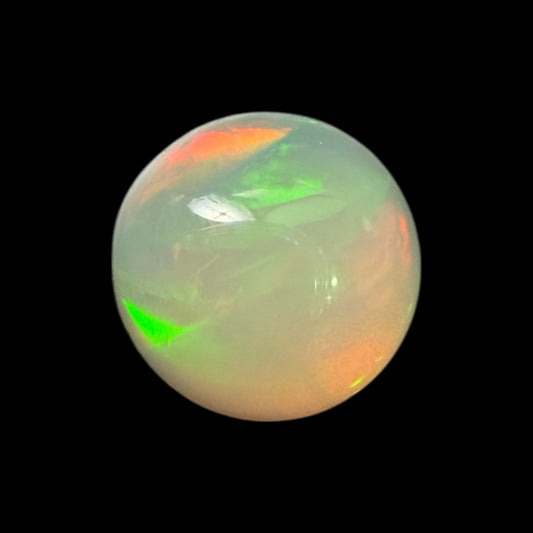 Natural White Ethiopian Opal Stone 0.90 Carats Round Cabochon Shape Size 7 mm