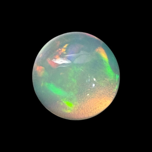 Natural White Ethiopian Opal Stone 1.09 Carats Round Cabochon Shape Size 7.1 mm