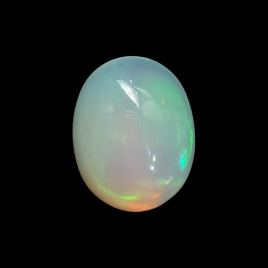 Natural White Ethiopian Opal Stone 10.82 Carats Oval Cabochon Shape Size 18.5 x 14..5 x 7.7 mm