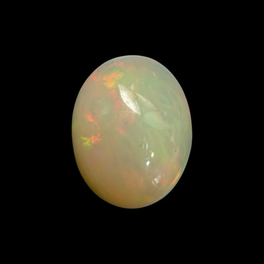 Natural White Ethiopian Opal Stone 11.29 Carats Oval Cabochon Shape 19.6 x 15.4 x 8.8 mm