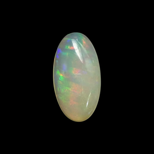 Natural White Ethiopian Opal Stone 12.77 Carats Oval Cabochon Shape 25.7 x 13.8 x 7.3 mm