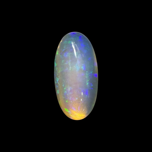 Natural White Ethiopian Opal Stone 14.65 Carats Oval Cabochon Shape 25.4 x 13 x 8.4 mm