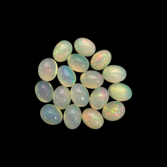 Natural White Ethiopian Opal Stone 15.18 Carats Oval Cabochon Shape 8 x 6 mm