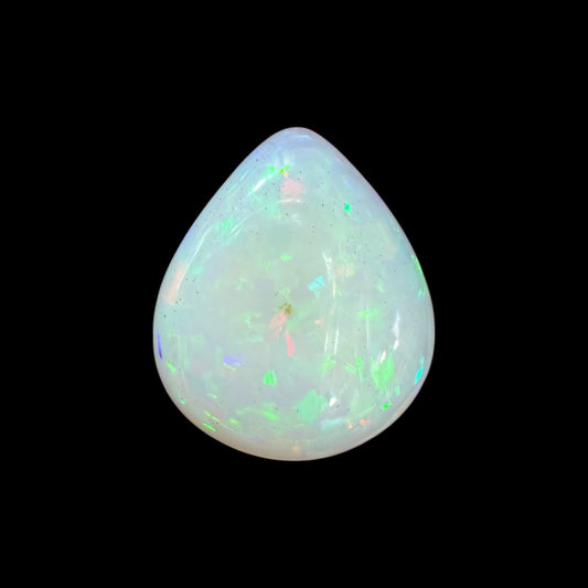 Natural White Ethiopian Opal Stone 15.23 Carats Pear Cabochon Shape 22.3 x 19.3 x 7 mm