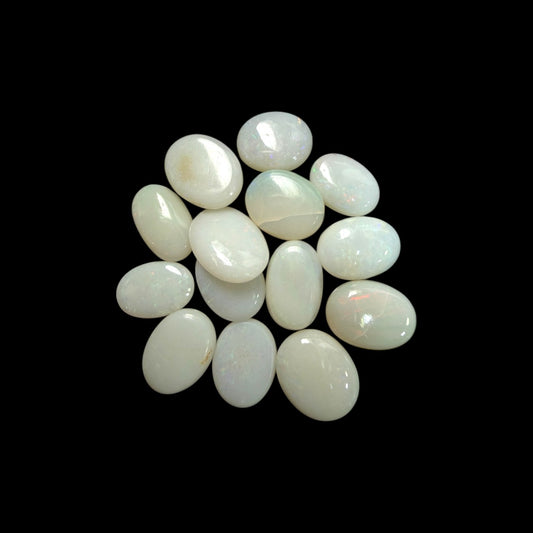 Natural White Ethiopian Opal Stone 15.51 Carats Oval Cabochon Shape 8.5 x 6.5 mm