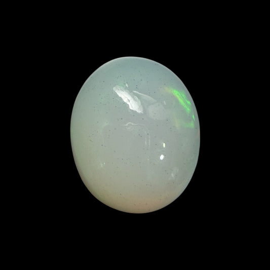 Natural White Ethiopian Opal Stone 15.74 Carats Oval Cabochon Shape Size 18.9 x 15.8 x 9.5 mm