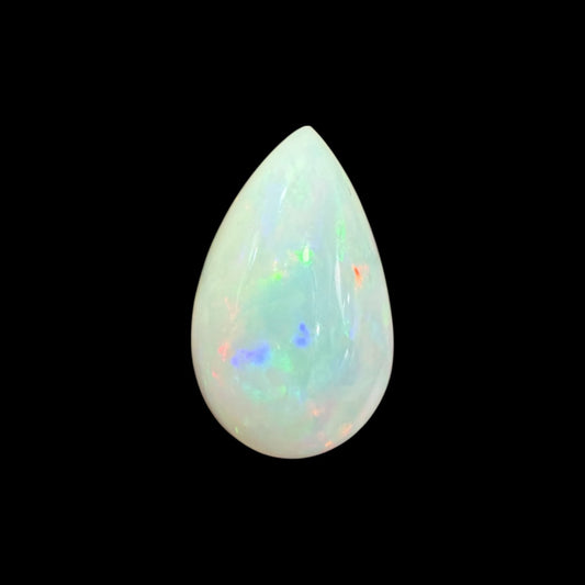 Natural White Ethiopian Opal Stone 15.97 Carats Pear Cabochon Shape 25 x 15.5 x 8.8 mm
