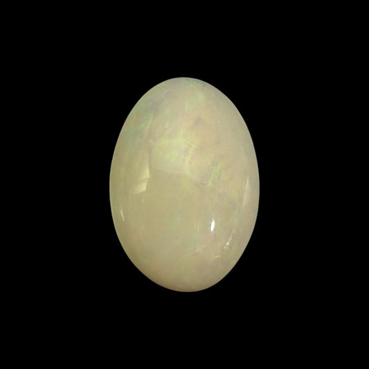 Natural White Ethiopian Opal Stone 16.06 Carats Oval Cabochon Shape 24.6 x 17 x 7.8 mm