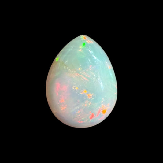 Natural White Ethiopian Opal Stone 2.52 Carats Pear Cabochon Shape 13.5 x 10.4 x 3.7 mm