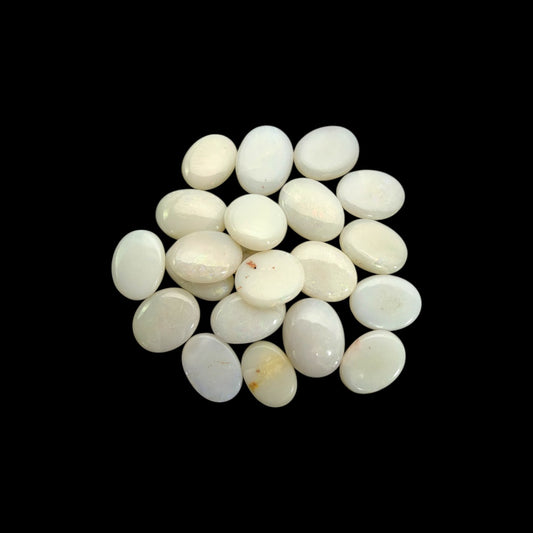 Natural White Ethiopian Opal Stone 25.76 Carats Oval Cabochon Shape 10 x 8 mm