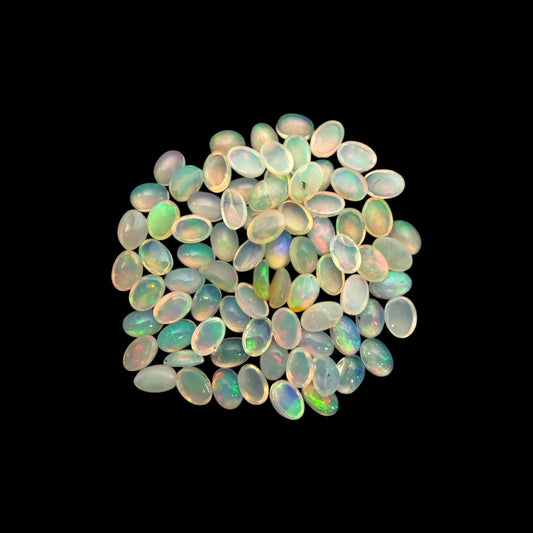 Natural White Ethiopian Opal Stone 26.61 Carats Oval Cabochon Shape 6 x 4 mm