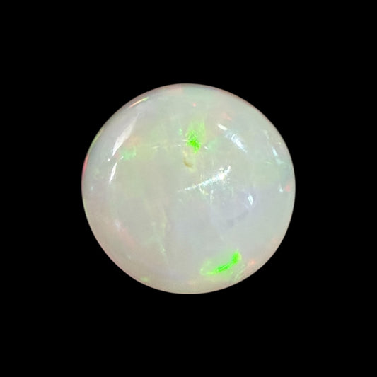 Natural White Ethiopian Opal Stone 4.22 Carats Round Cabochon Shape Size 14.8 mm