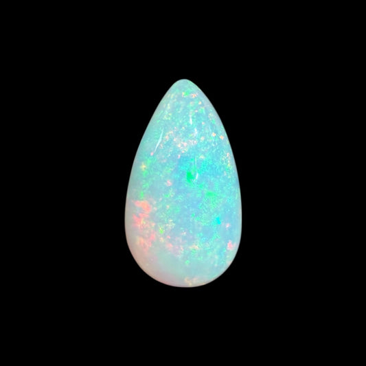 Natural White Ethiopian Opal Stone 4.84 Carats Pear Cabochon Shape 16 x 8.8 x 6.6 mm