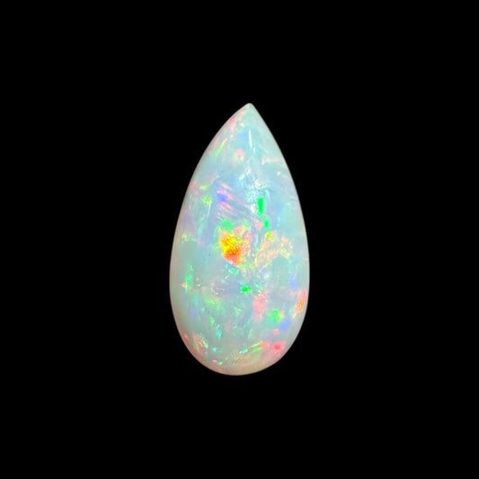 Natural White Ethiopian Opal Stone 4.96 Carats Pear Cabochon Shape 18.3 x 9.5 x 6 mm