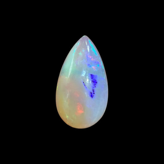 Natural White Ethiopian Opal Stone 5.05 Carats Pear Cabochon Shape 19.2 x 10.9 x 6 mm