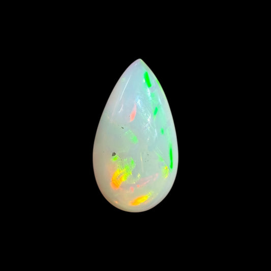 Natural White Ethiopian Opal Stone 5.13 Carats Pear Cabochon Shape 18.1 x 10 x 5.3 mm
