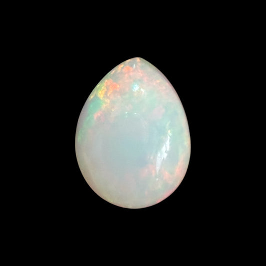 Natural White Ethiopian Opal Stone 5.22 Carats Pear Cabochon Shape 15.1 x 11.6 x 6.2 mm