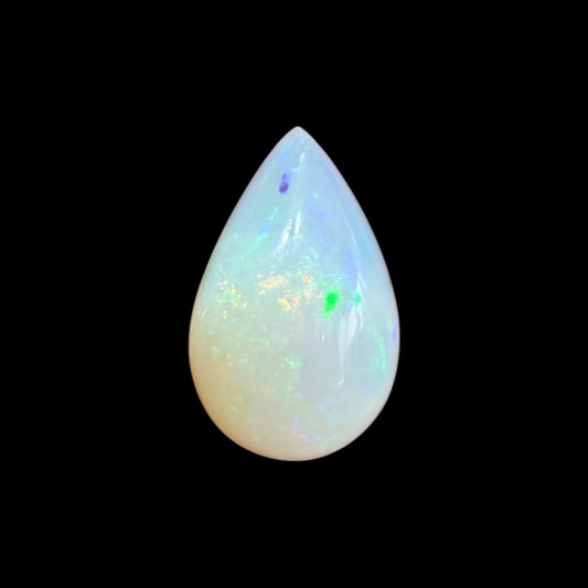 Natural White Ethiopian Opal Stone 6.16 Carats Pear Cabochon Shape 17.2 x 11 x 6.8 mm