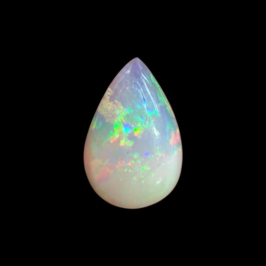 Natural White Ethiopian Opal Stone 7.16 Carats Pear Cabochon Shape 21 x 14 x 4.8 mm