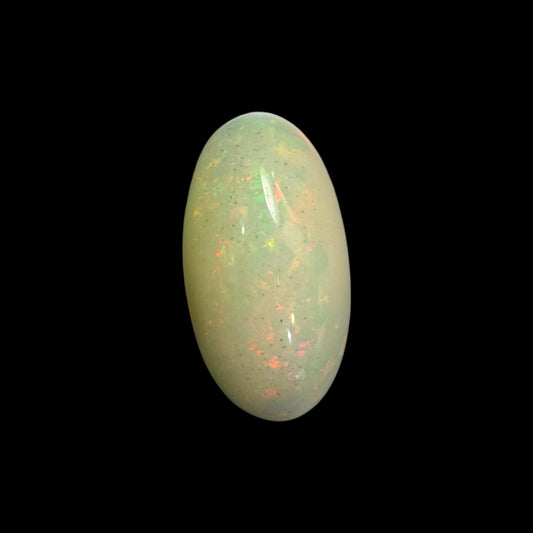Natural White Ethiopian Opal Stone 7.47 Carats Oval Cabochon Shape Size 19.8 x 10.6 x 7.4 mm
