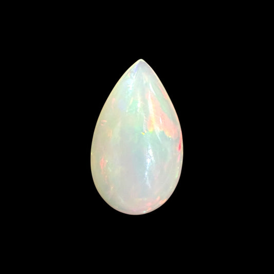Natural White Ethiopian Opal Stone 8.69 Carats Pear Cabochon Shape 22.8 x 13.5 x 6.7 mm
