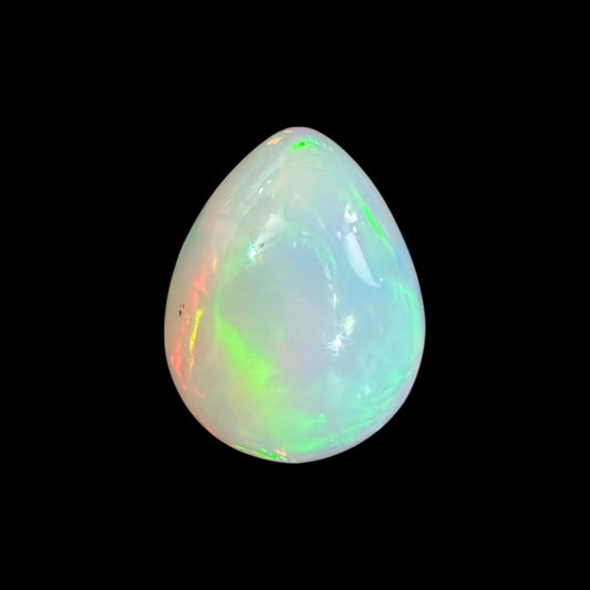 Natural White Ethiopian Opal Stone 9.13 Carats Pear Cabochon Shape 19 x 14.6 x 7.1 mm