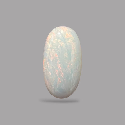 Natural White Ethiopian Opal Stone 9.53 Carats Oval Cabochon Shape 24.4 x 12.9 x 6.1 mm