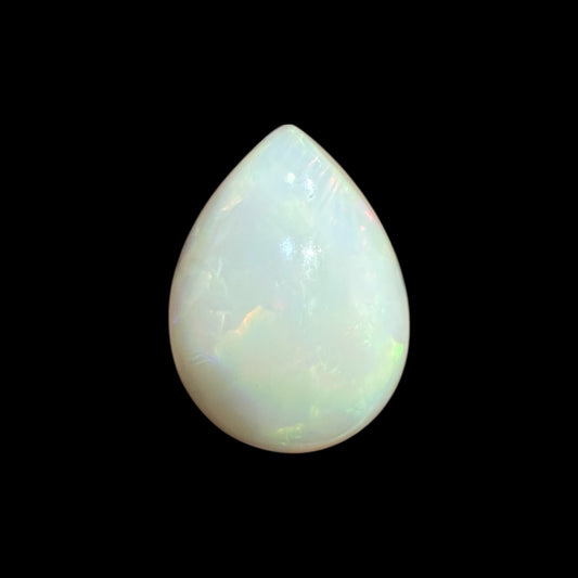 Natural White Ethiopian Opal Stone 9.64 Carats Pear Cabochon Shape 18.2 x 13.8 x 8.1 mm
