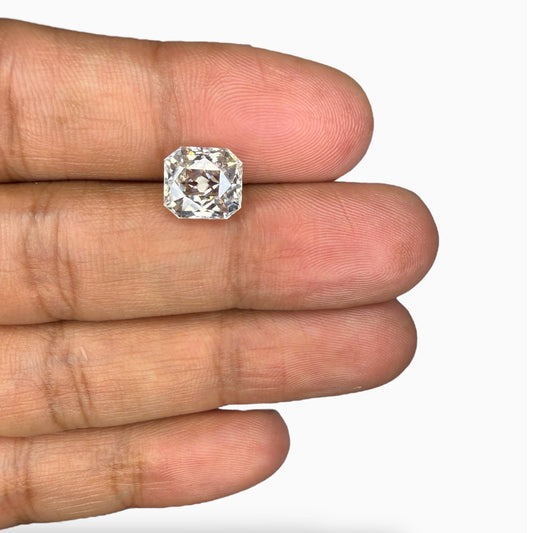 Natural White Zircon Stone Emerald Cut 5.10 Carats