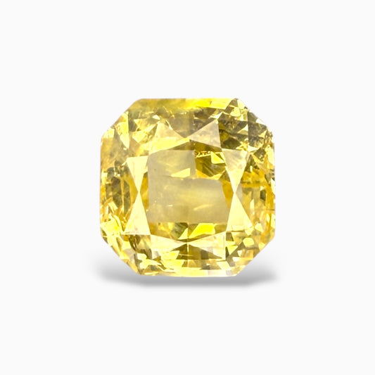 Natural Yellow Sapphire Radiant Cut 6.19 Carats 9.38 x 9.22 x 6.75 mm No Heat Srilanka