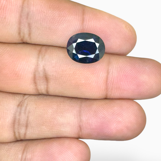 Natural Blue Sapphire Stone 7.43 Carats Oval Shape 12.5x10.5 mm