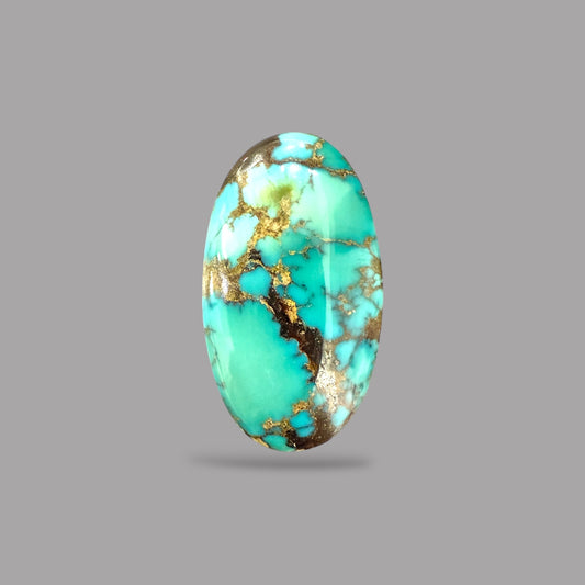 Nishapuri Feroza (Turquoise) Oval Cabochon 10.52 Carats 20.97 x 11.68 x 6.96 mm From Iran