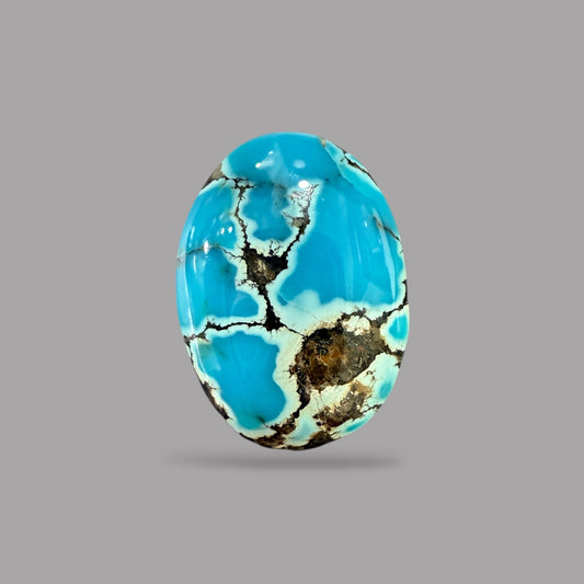 Nishapuri Feroza (Turquoise) Oval Cabochon 4.59 Carats 13.40 x 9.64 x 5.30 mm From Iran