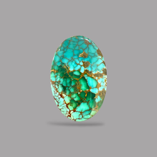 Nishapuri Feroza (Turquoise) Oval Cabochon 13.32 Carats 20.58 x 13.54 x 6.79 mm From Iran