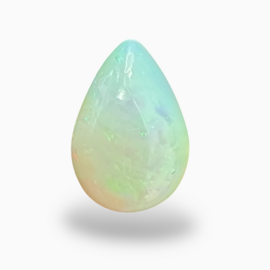 Natural White Color Ethiopian Opal Stone 4.29 Carats Pear Cabochon Shape 15X10.5mm
