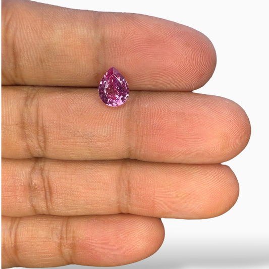 Natural Pink Sapphire 1.54 Carats in Pear Shape & 8.38x6.52x3.76mm Size