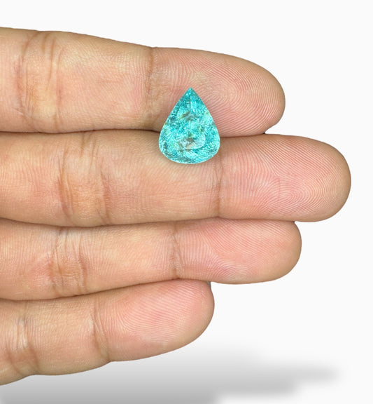 Paraiba Tourmaline Stone Pear 6.56 Carats 13.6 X 10.8 mm