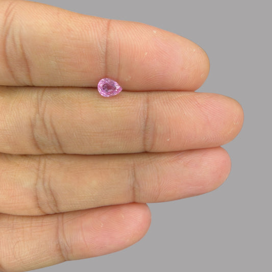 Pear Shape in Pink Sapphire Gemstone 0.68 Carats & 6 x 4.4 mm Size