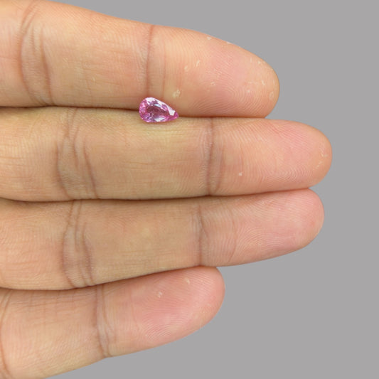 Pear Shape in Pink Sapphire Gemstone 0.73 Carats & 7.4 x 4.5 mm Size