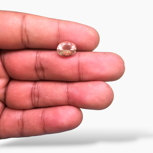 loose Natural Peach Morganite Stone 2.88 Carats Oval Cut ( 8x9 mm)