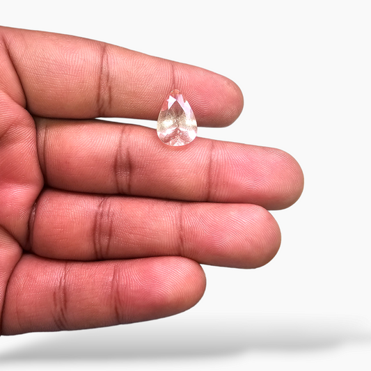 loose Natural Peach Morganite Stone 4.27 Carats Pear Cut (15x10 mm)