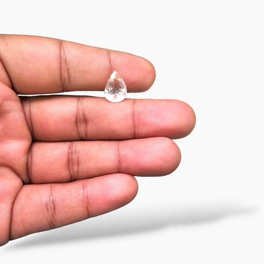 loose Natural Peach Morganite Stone 2.4 Carats Pear Cut (12x8.8 mm)