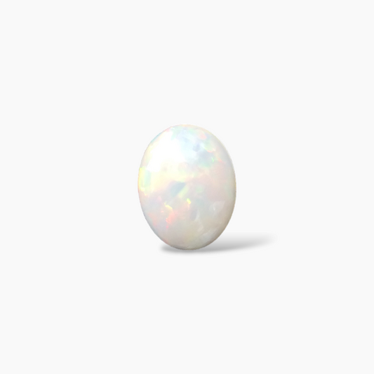 buy Natural White Ethiopian Opal Stone 5.47 Carats Oval Cabochon Shape ( 15.5x12 mm )