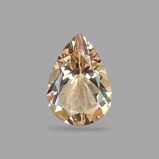 Natural Peach Morganite Stone 3.26 Carats Pear Cut (13.1 x 9.1 mm)