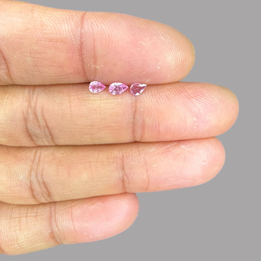 Pink Sapphire Natural Stone Pear Cut 14.79 Carats 4 x 3 mm in Total